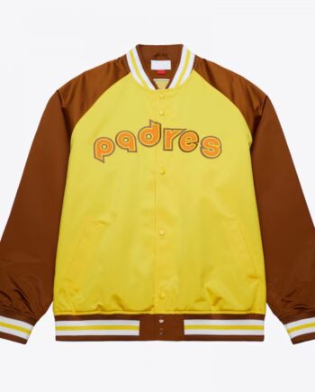 San Diego Padres Vintage Logo Double Clutch Gold Satin Jacket