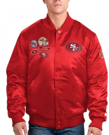 San Francisco 49ers Exclusive Scarlet Varsity Satin Jacket