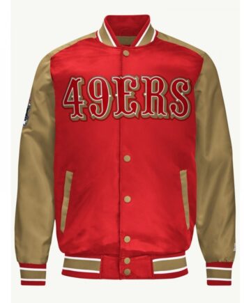 San Francisco 49ers Scarlet and Gold Varsity Satin Jacket