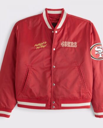 San Francisco 49ers Varsity Bomber Red Satin Jacket