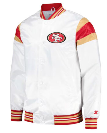 San Francisco 49ers White Varsity Satin Jacket
