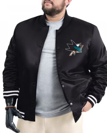 San Jose Sharks Adaptive Bold Logo Varsity Satin Jacket