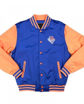 Savannah State University Blue and Orange Baseball Jacket
