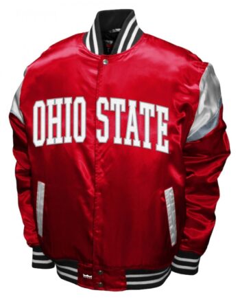 Scarlet Ohio State Buckeyes Power Red Satin Full-Snap Jacket