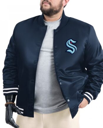 Seattle Kraken Adaptive Bold Logo Varsity Satin Jacket