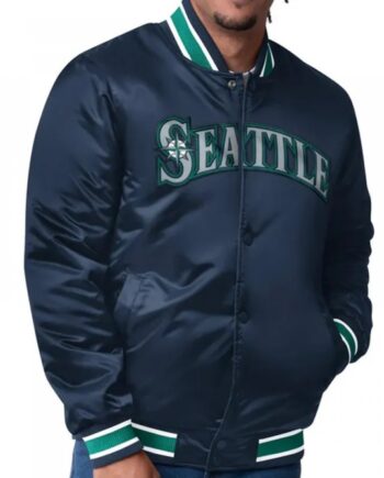 Seattle Mariners Dueling Logos Navy Satin Jacket