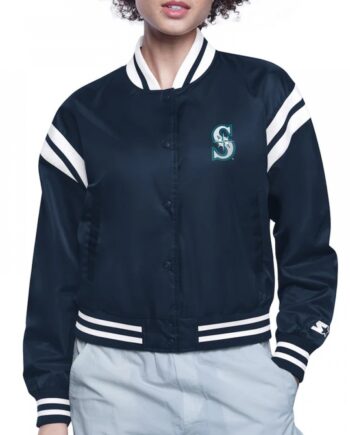 Seattle Mariners Printed Logo Varsity Satin Jacket