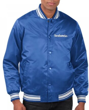 Seattle Seahawks Locker Room Royal Varsity Satin Jacket