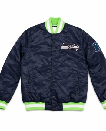 Seattle Seahawks Throwback Navy Satin Jacket