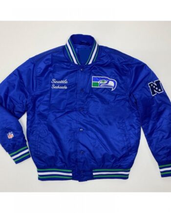 Seattle Seahawks Throwback Royal Satin Jacket