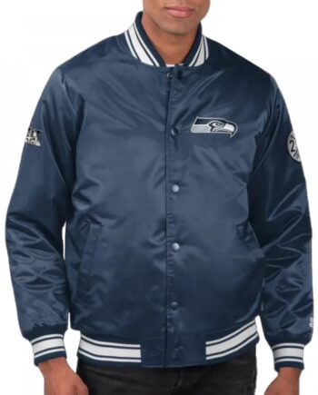 Seattle Seahawks Two-Time Super Bowl Champions Navy Satin Jacket
