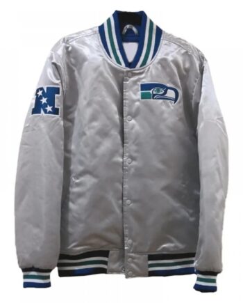 Seattle Seahawks Vintage Silver Varsity Satin Jacket