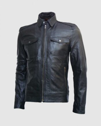 Slim Fit Biker Black Leather Jacket