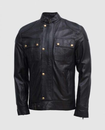 Soft Black Sheepskin Jacket for Men – Lightweight