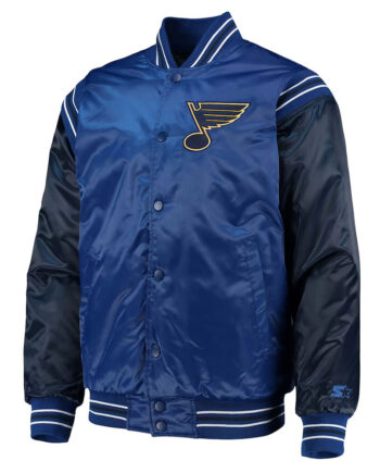 St. Louis Blues Enforcer Blue/Navy Varsity Satin Jacket