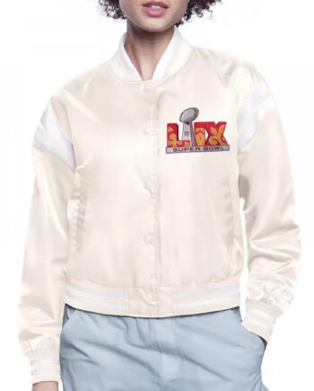 Super Bowl LIX Cream Varsity Satin Jacket