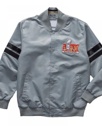 Super Bowl LIX Gray Varsity Satin Jacket