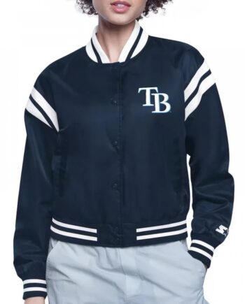 Tampa Bay Rays Printed Logo Varsity Satin Jacket