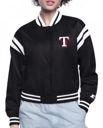 Texas Rangers Printed Logo Varsity Satin Jacket