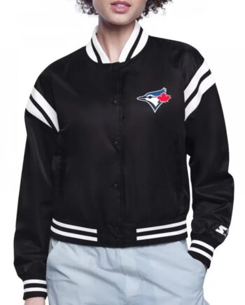Toronto Blue Jays Printed Logo Varsity Satin Jacket