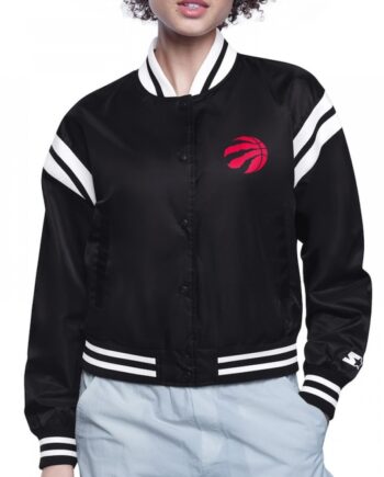 Toronto Raptors Printed Logo Varsity Satin Jacket