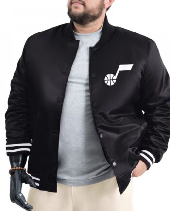 Utah Jazz Adaptive Bold Logo Varsity Satin Jacket