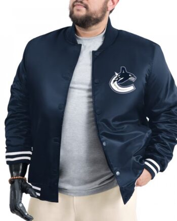 Vancouver Canucks Adaptive Bold Logo Varsity Satin Jacket