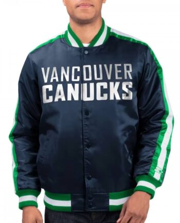 Vancouver Canucks O-Line Navy Varsity Satin Jacket