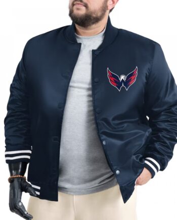 Washington Capitals Adaptive Bold Logo Varsity Satin Jacket
