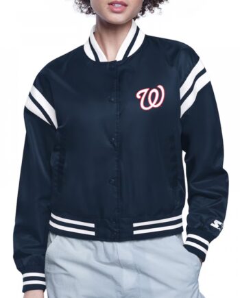 Washington Nationals Printed Logo Varsity Satin Jacket