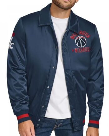 Washington Wizards Stitch Applique Navy Satin Jacket
