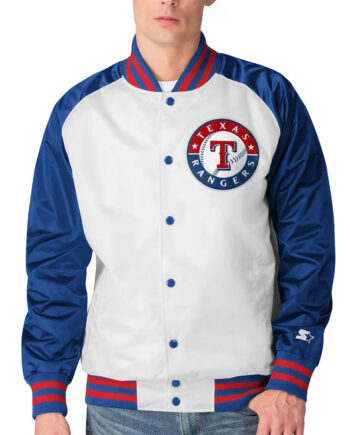 White/Blue Texas Rangers Clean-Up Hitter Jacket
