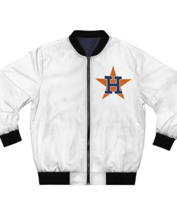 White Houston Astros Bomber Full-Zip Satin Jacket