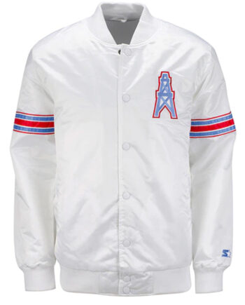 White Houston Oilers Retro Satin Jacket