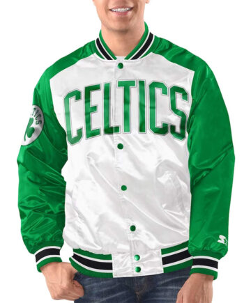 White/Kelly Green Boston Celtics Renegade Varsity Satin Jacket