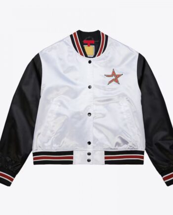 Women’s Houston Astros Cropped White and Black Satin Jacket