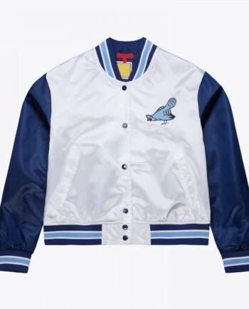 Women’s Philadelphia Blue Jays Cropped White and Blue Satin Jacket