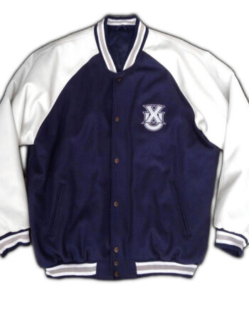 Xavier University Navy Blue and White Satin Jacket