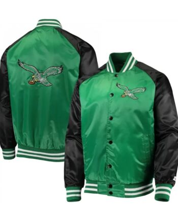 Philadelphia Eagles Lead Off Satin Varsity Jacket