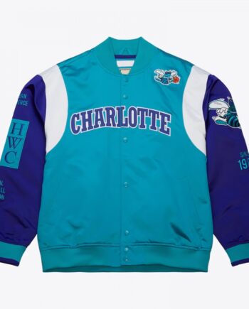 Charlotte Hornets Team Origins Teal Satin Jacket