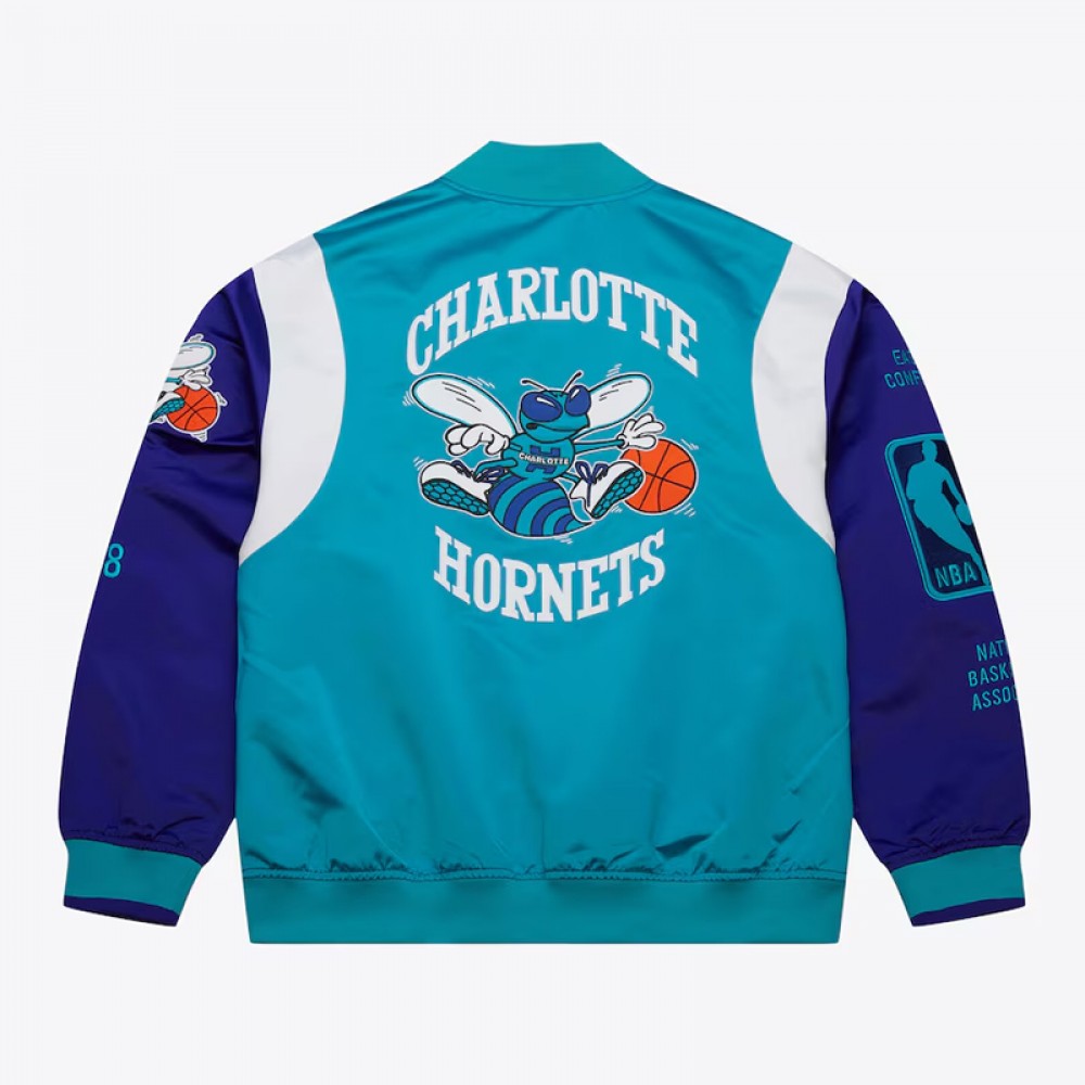 Charlotte Hornets Team Origins Teal Satin Jacket