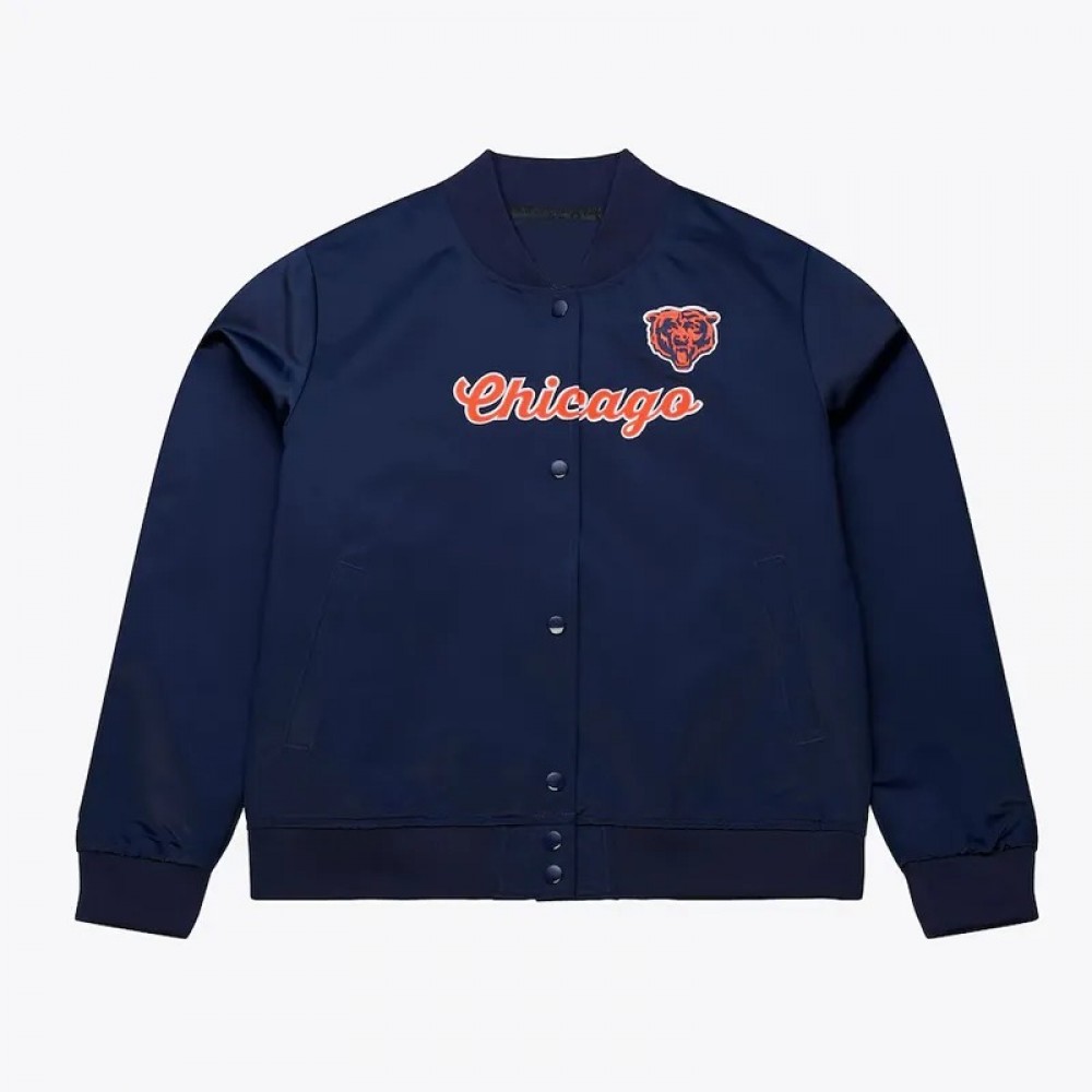 Chicago Bears Throwback Graphics Navy Satin Jacket – Best Value