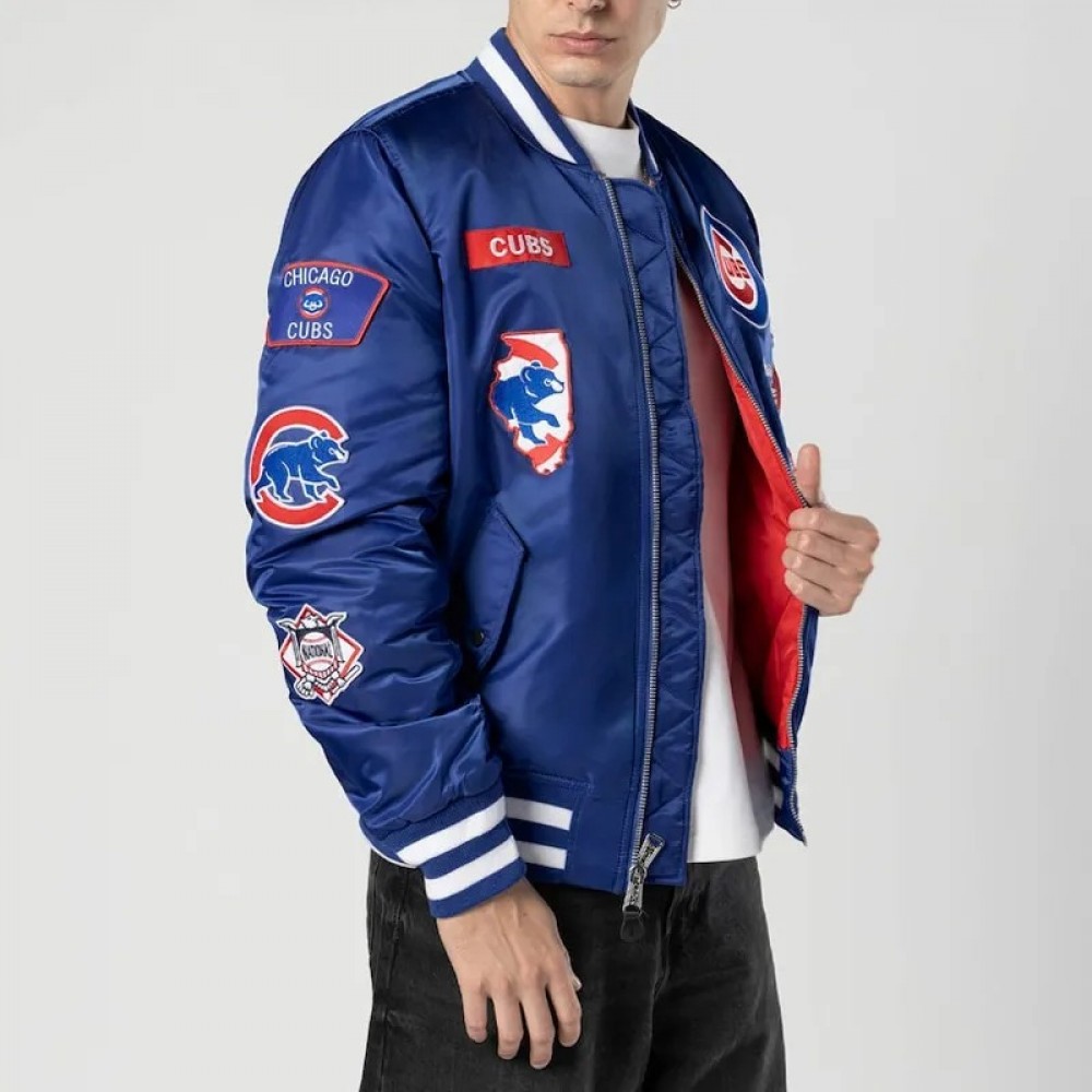 Full-Zip Chicago Cubs Royal Bomber Jacket