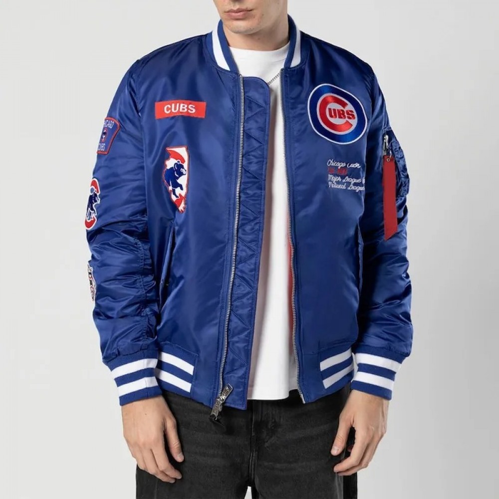Full-Zip Chicago Cubs Royal Bomber Jacket