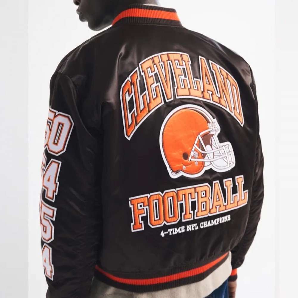 Cleveland Browns Varsity Bomber Full-Snap Satin Jacket
