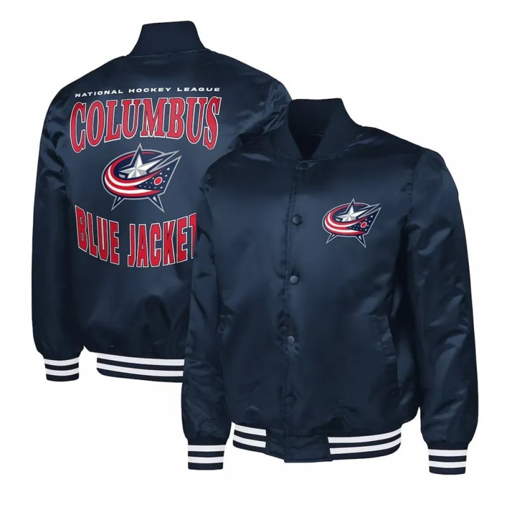Columbus Blue Jackets Adaptive Bold Logo Varsity Satin Jacket