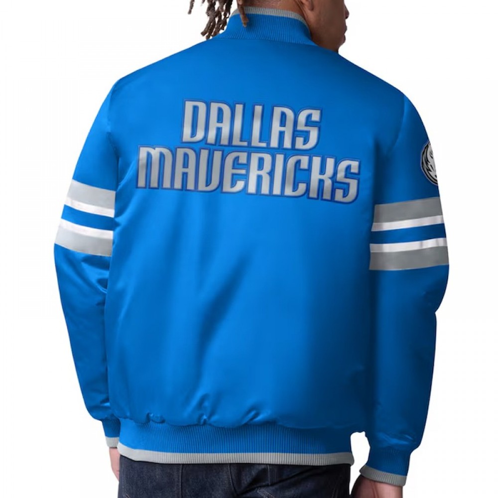 Dallas Mavericks Scout Blue Varsity Satin Jacket