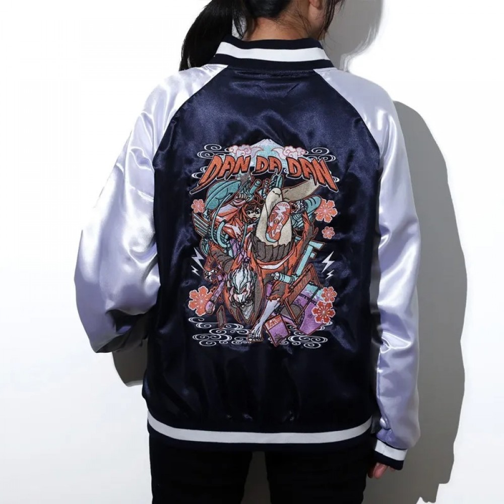 Dandadan Souvenir Navy and Silver Bomber Jacket