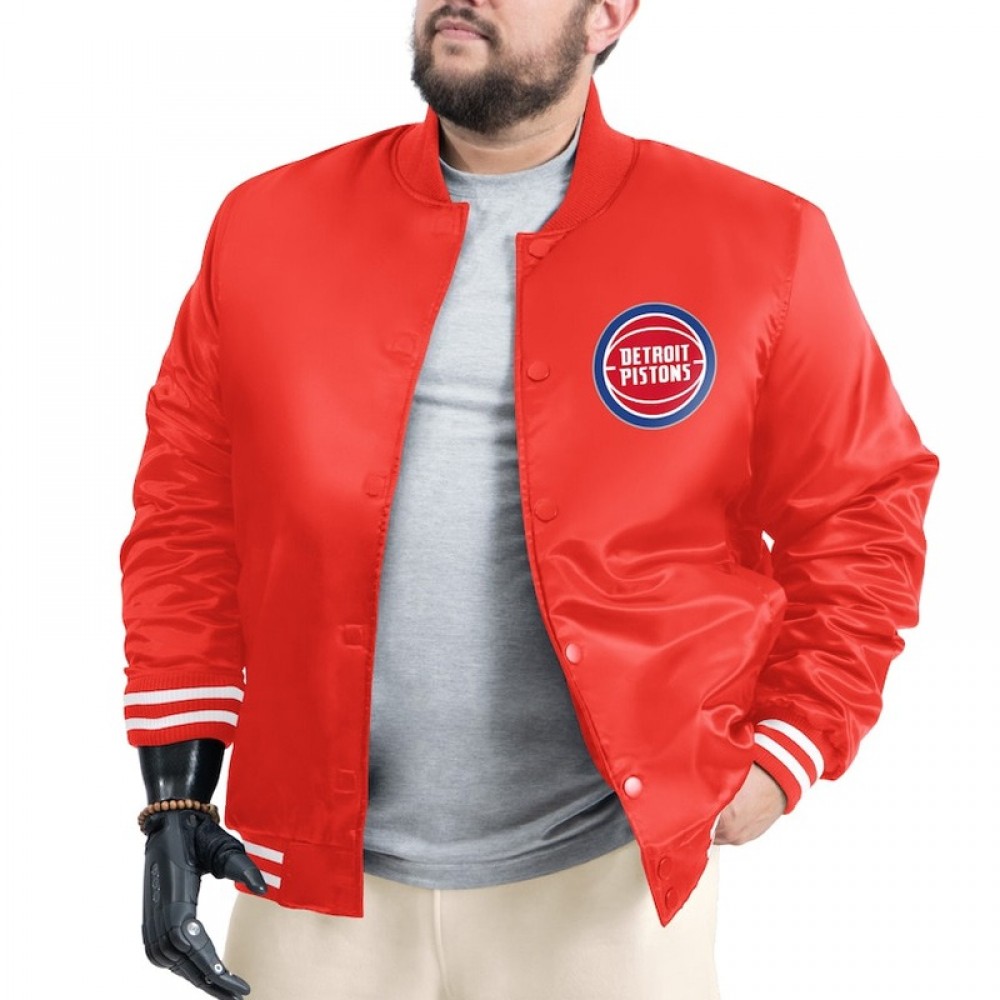 Detroit Pistons Adaptive Bold Logo Varsity Satin Jacket
