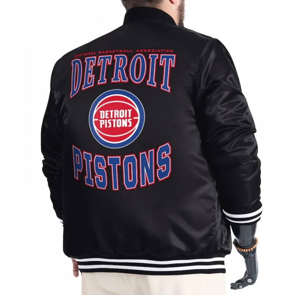 Detroit Pistons Adaptive Bold Logo Varsity Satin Jacket